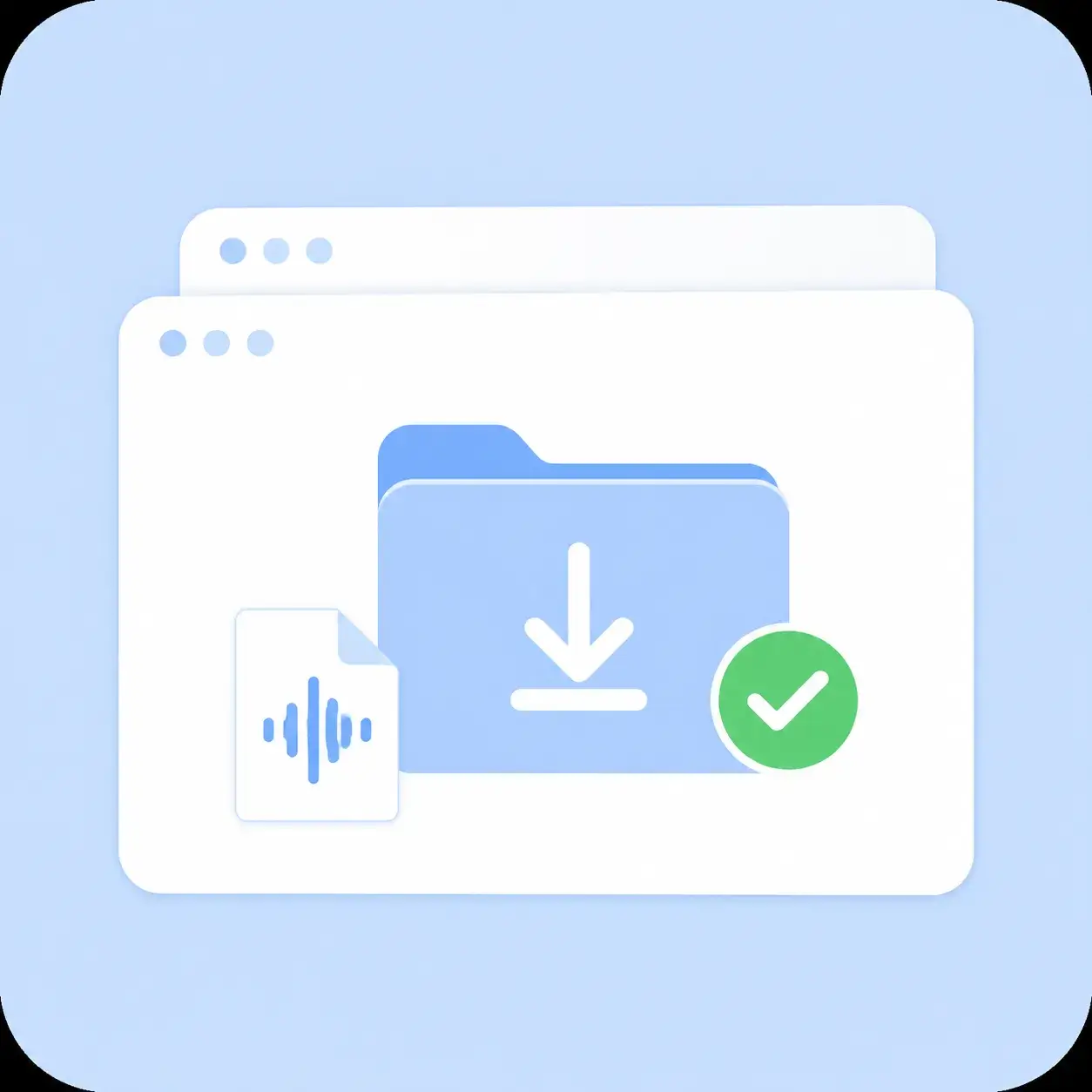 Illustration of saving an audio file into a folder after download