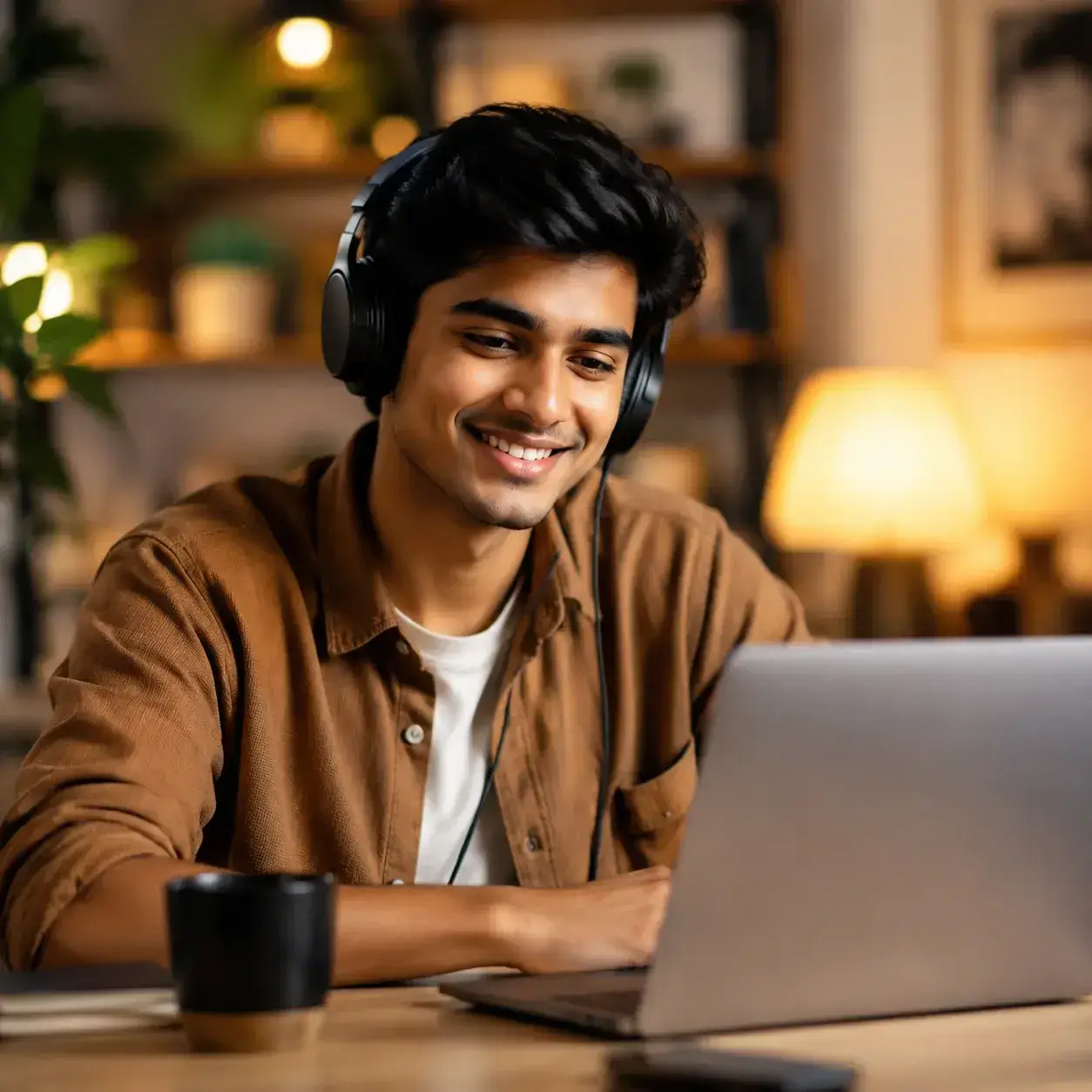 Person enjoying audio with headphones illustration